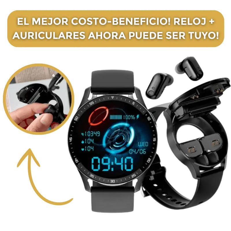 Reloj Smartwatch + Auriculares Inalámbricos Premium + Doble Pulso! (PAGO CONTRAENTREGA)