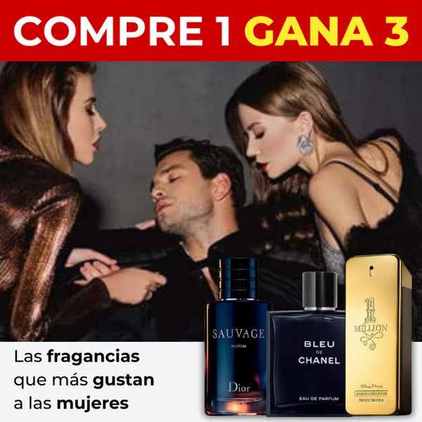 KIT 3 PERFUMES IMPORTADOS - SAUVAGE DIOR | BLEU DE CHANEL | 1 MILLION + REGALLO EXCLUSIVO